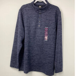 Zeroxposur Mens Soft Fleece Blue 1/4 Open Buttons Pullover Sweater Top NEW XXL
